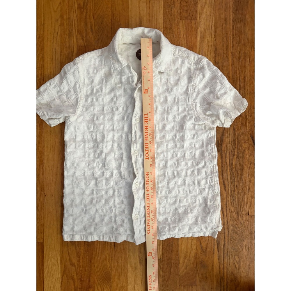 Common People Mens White Textured Short Sleeve Button Up Shirt Size M - Picture 4 of 5